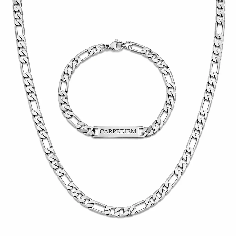 Set collar y pulsera Figaro personalizable 