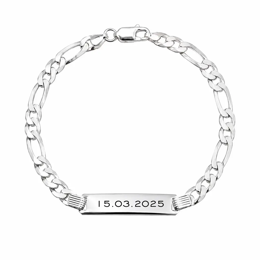 Pulsera esclava tejido fígaro personalizable Plata 925