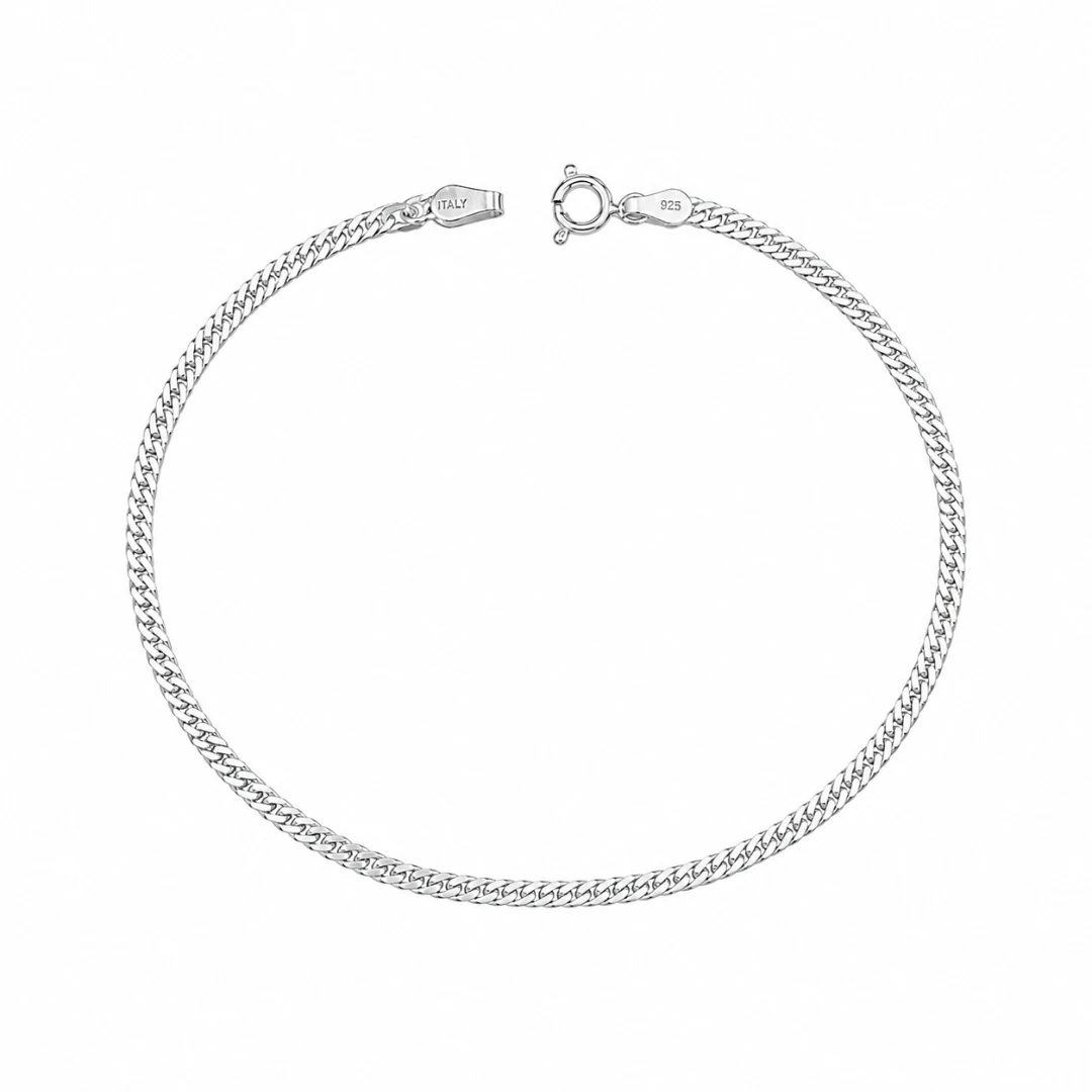 Pulsera con tejido cubano delgado 925