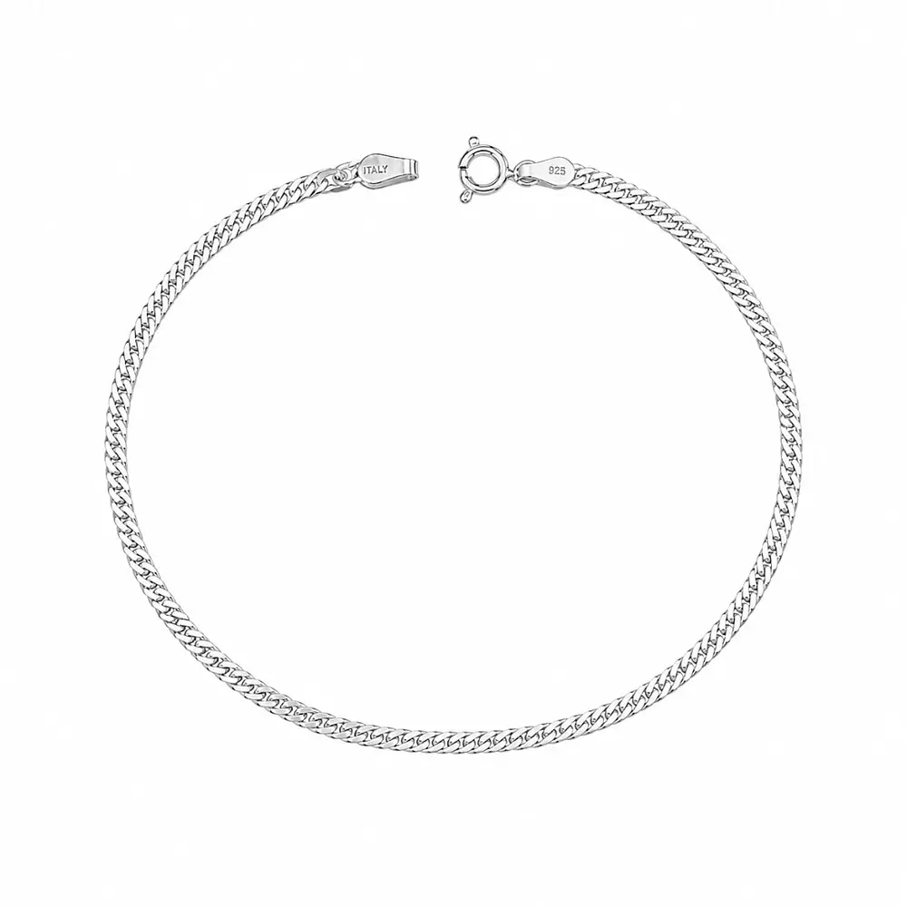Pulsera con tejido cubano delgado 925
