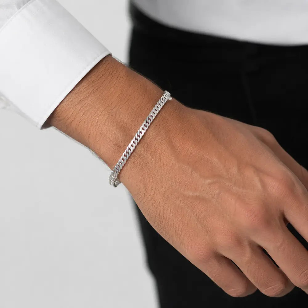 Pulsera con tejido cubano delgado 925