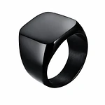 Anillo cuadrado negro para hombre en acero inoxidable 