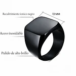 Anillo cuadrado negro para hombre en acero inoxidable 