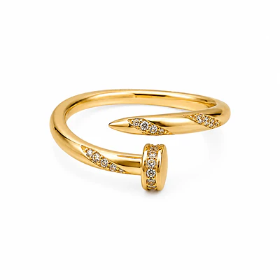 Anillo tipo clavo con micro incrustaciones ajustable