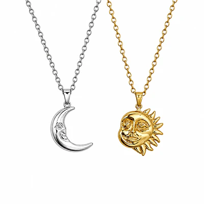 Collar de sol y luna con imán para parejas 