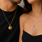 Collar de sol y luna con imán para parejas 