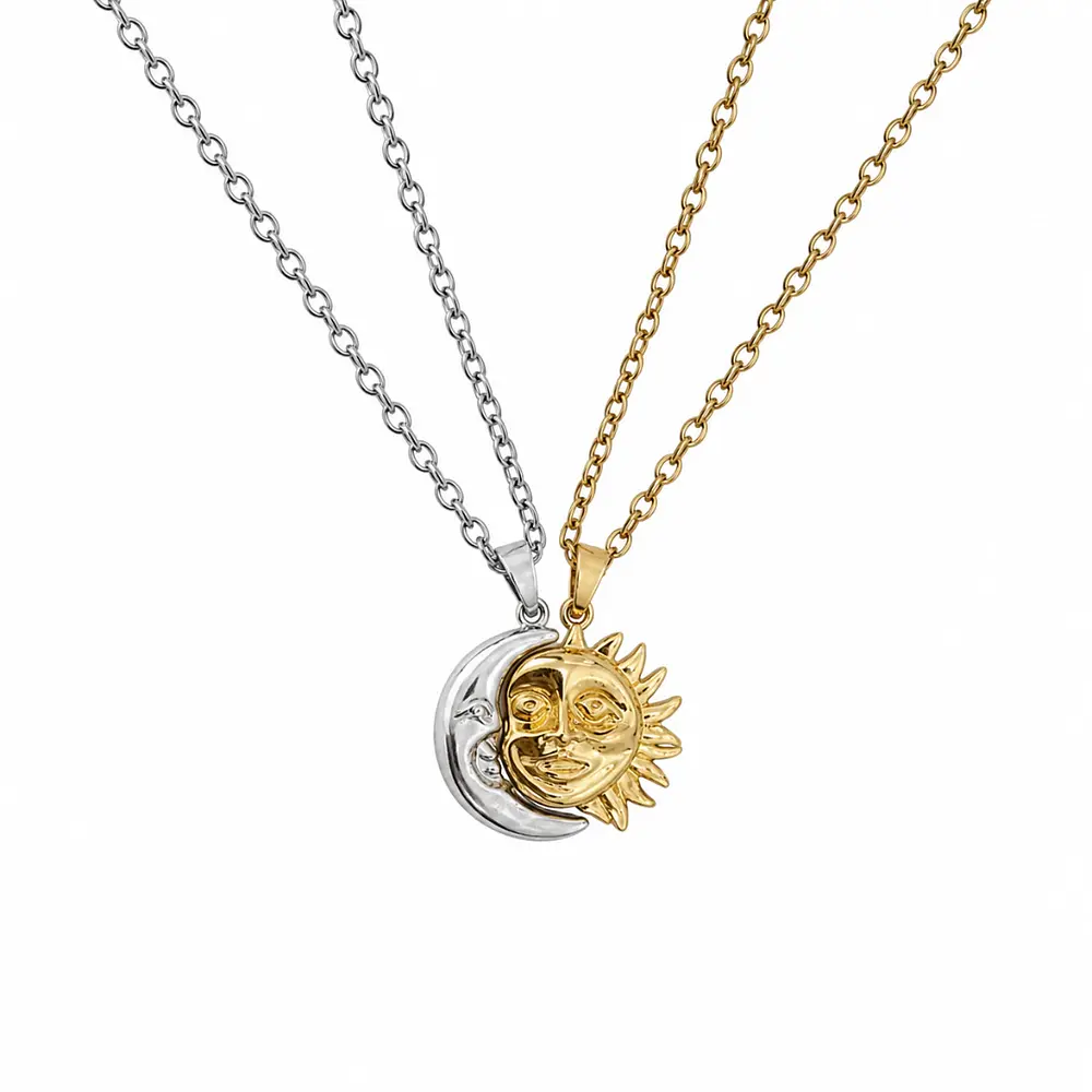 Collar de sol y luna con imán para parejas 