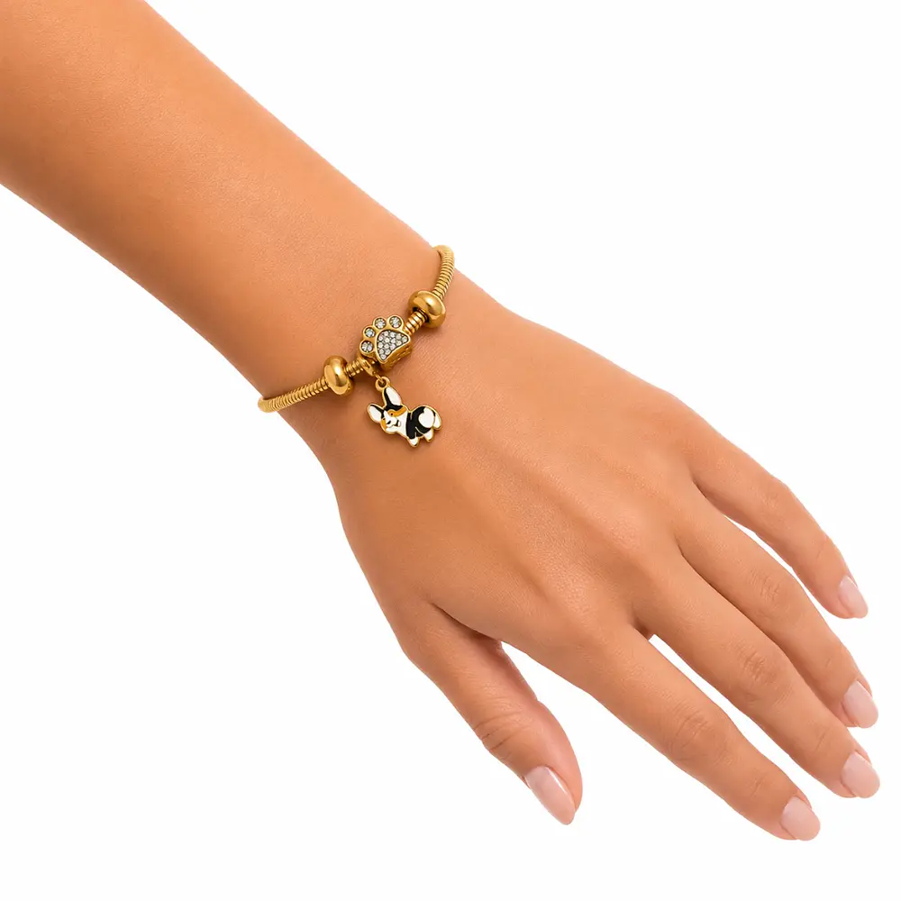 Pulsera perro 2 charms Acero inoxidable 