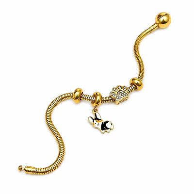 Pulsera perro 2 charms Acero inoxidable 