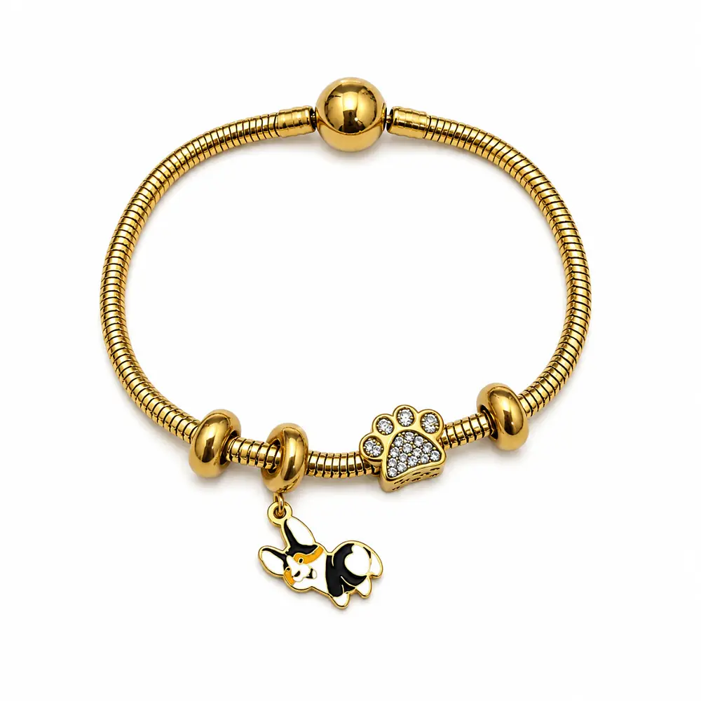 Pulsera perro 2 charms Acero inoxidable 