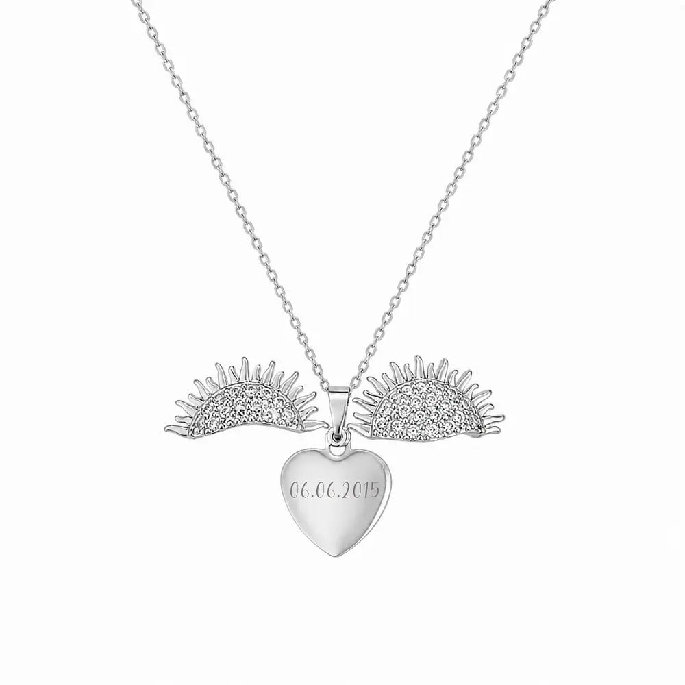 Collar flor de sol para personalizar con grabado plateado