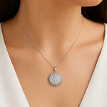 Collar flor de sol para personalizar con grabado plateado