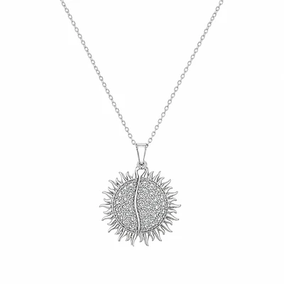 Collar flor de sol para personalizar con grabado plateado