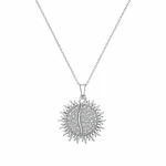 Collar flor de sol para personalizar con grabado plateado