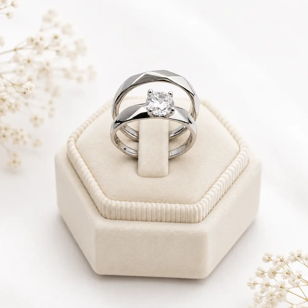 Anillos forma irregular con circón ajustables para parejas  