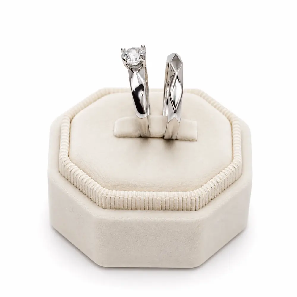 Anillos forma irregular con circón ajustables para parejas  