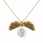 Collar girasol dorado con placa personalizable 