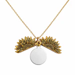 Collar girasol dorado con placa personalizable 