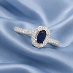 Anillo con circón azul y micro incrustaciones Plata Esterlina S925