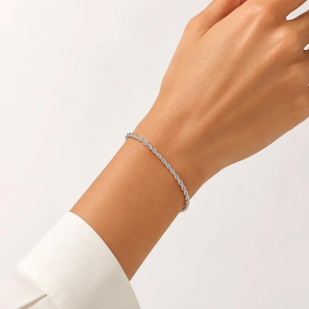 Pulsera con tejido lazo en Plata esterlina 