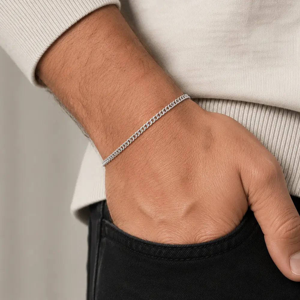 Pulsera cubana plana Plata 925