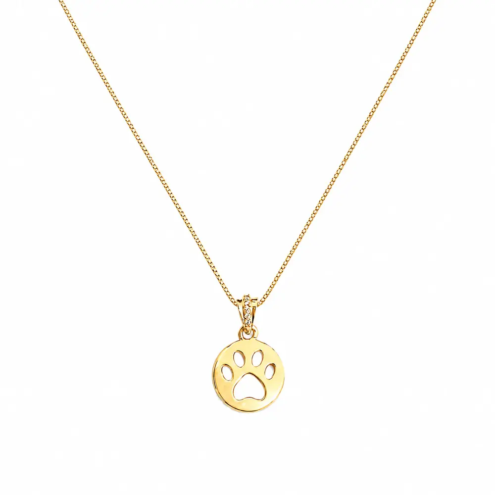 Collar dije huella de perro Oro Laminado 