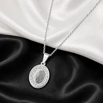Collar medalla con micro incrustaciones Virgen de Guadalupe plateado