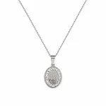 Collar medalla con micro incrustaciones Virgen de Guadalupe plateado