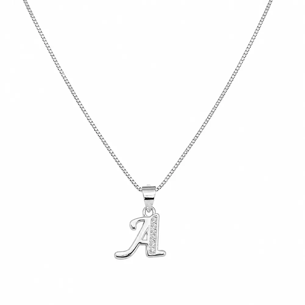 Collar letra inicial con incrustaciones Plata 925