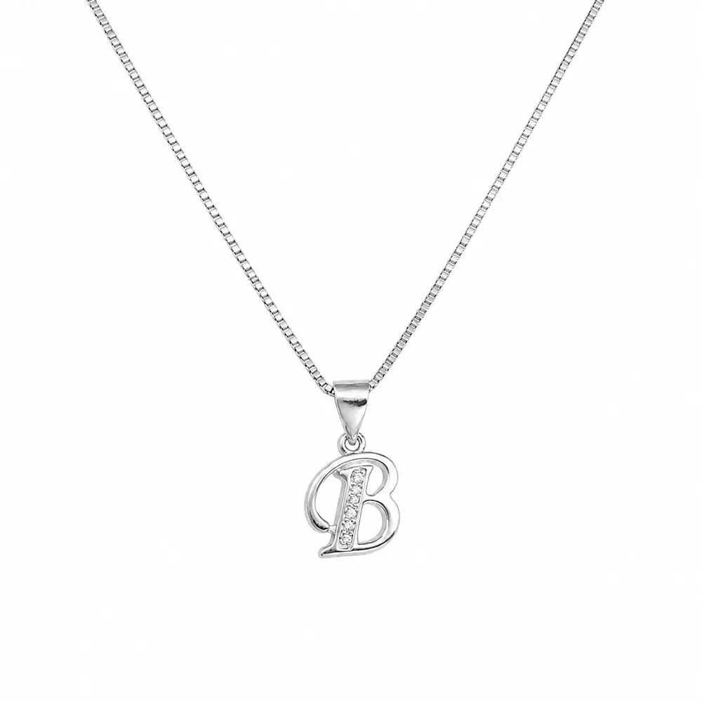 Collar letra inicial con incrustaciones Plata 925