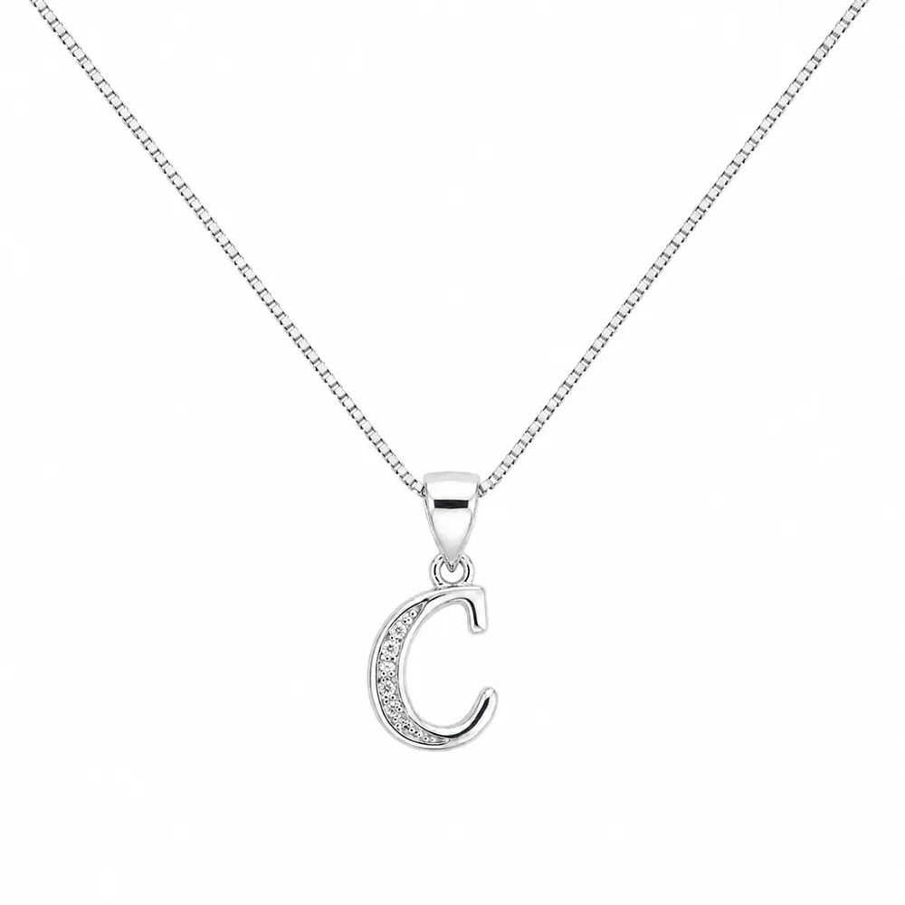 Collar letra inicial con incrustaciones Plata 925