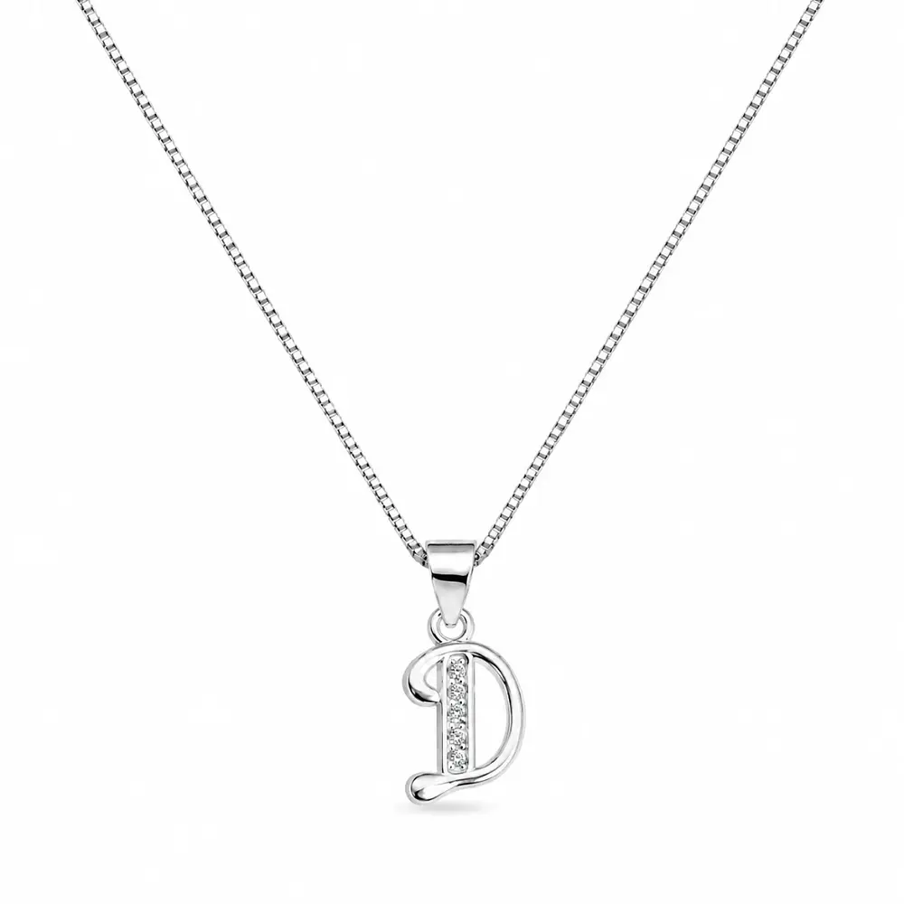 Collar letra inicial con incrustaciones Plata 925