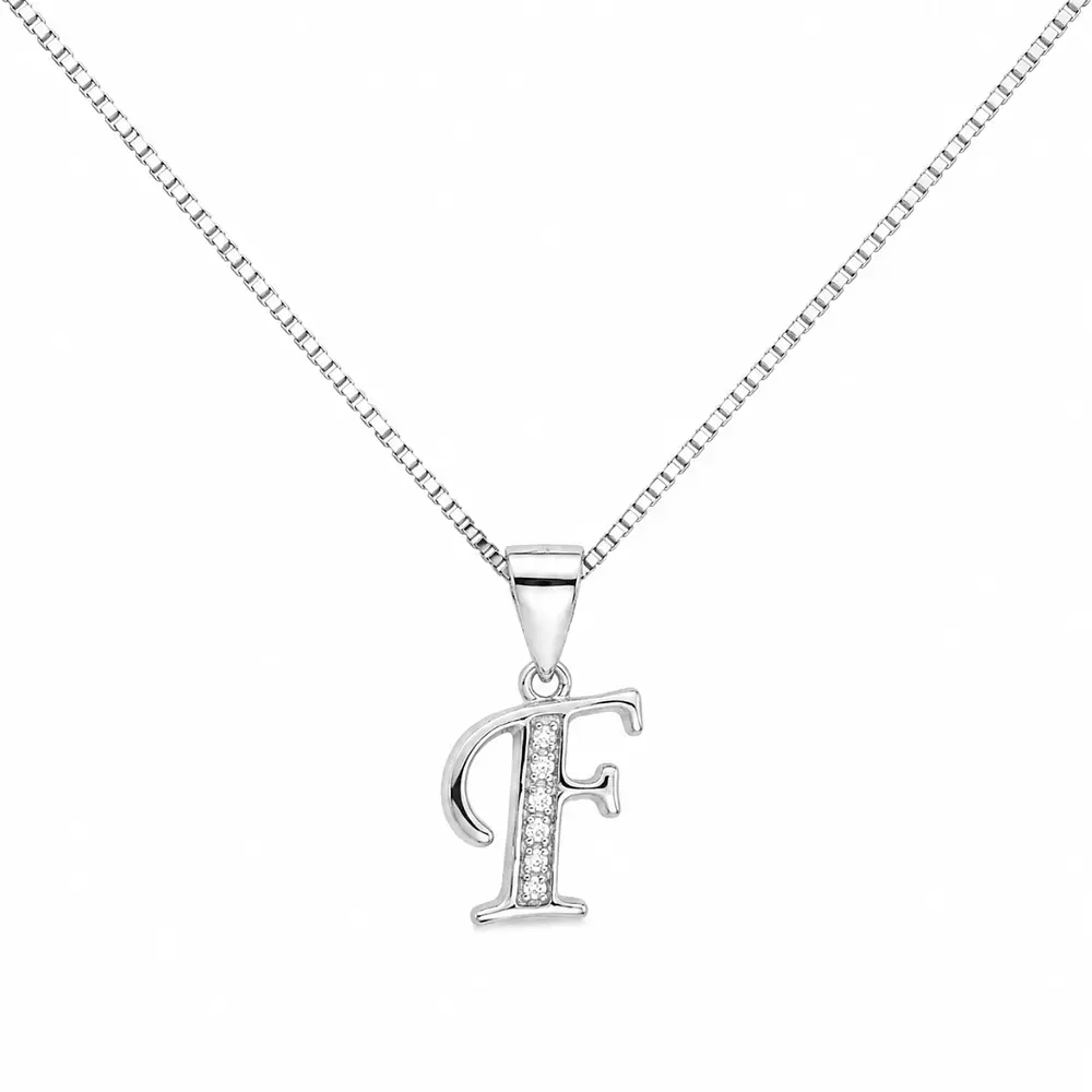 Collar letra inicial con incrustaciones Plata 925