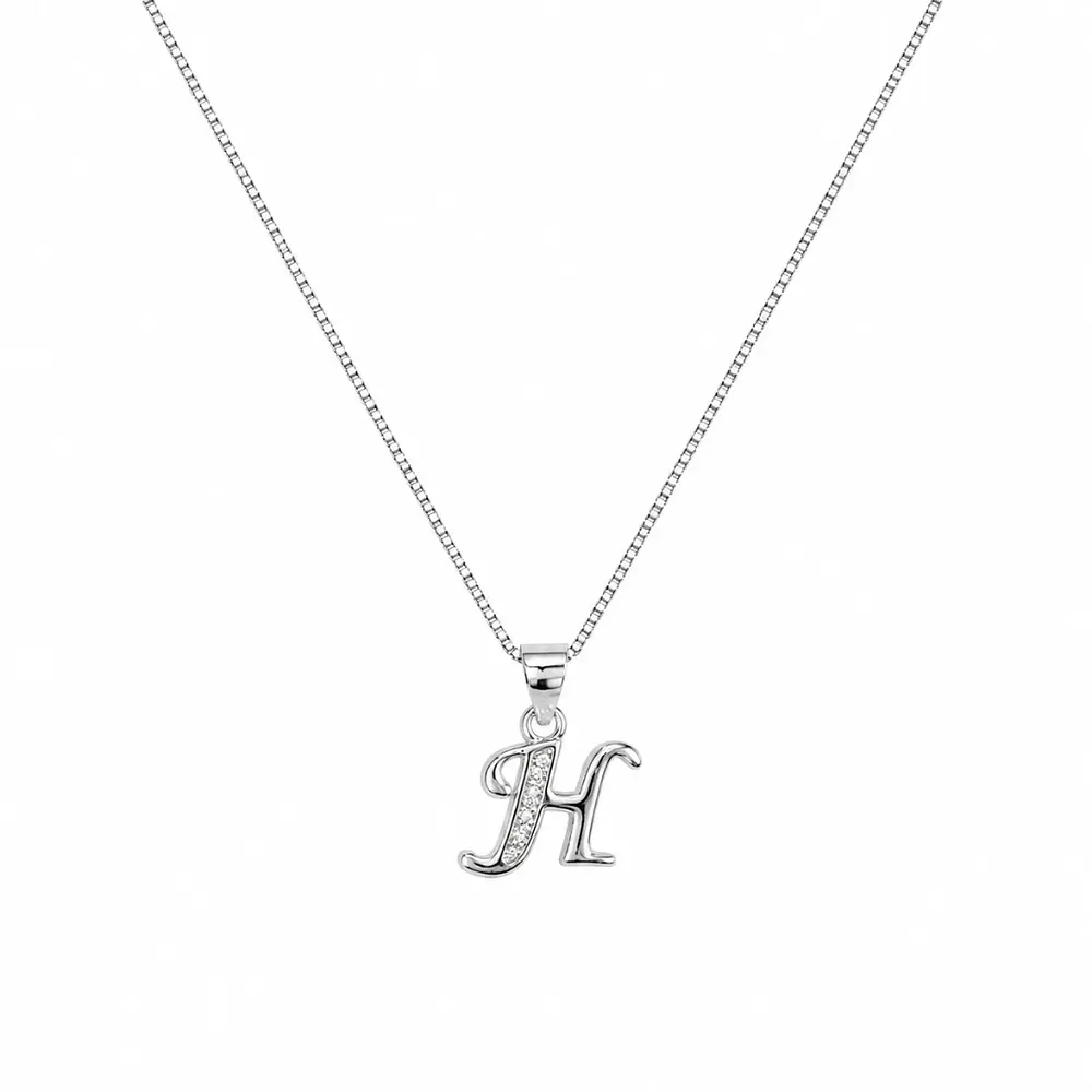 Collar letra inicial con incrustaciones Plata 925