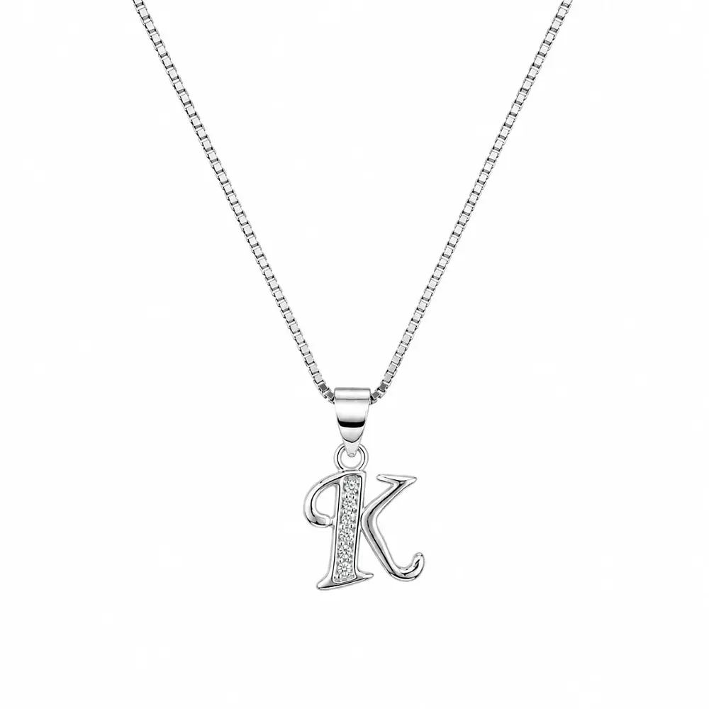 Collar letra inicial con incrustaciones Plata 925