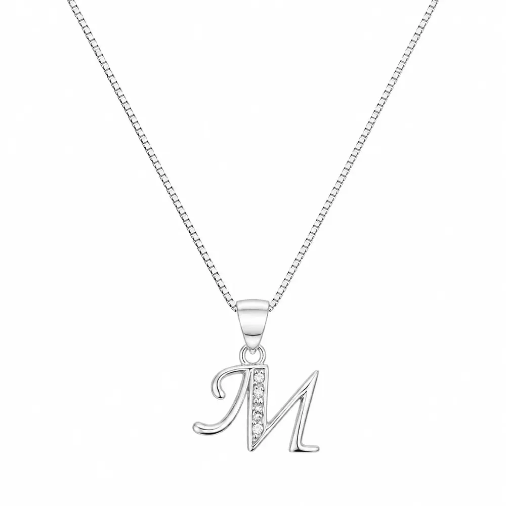 Collar letra inicial con incrustaciones Plata 925