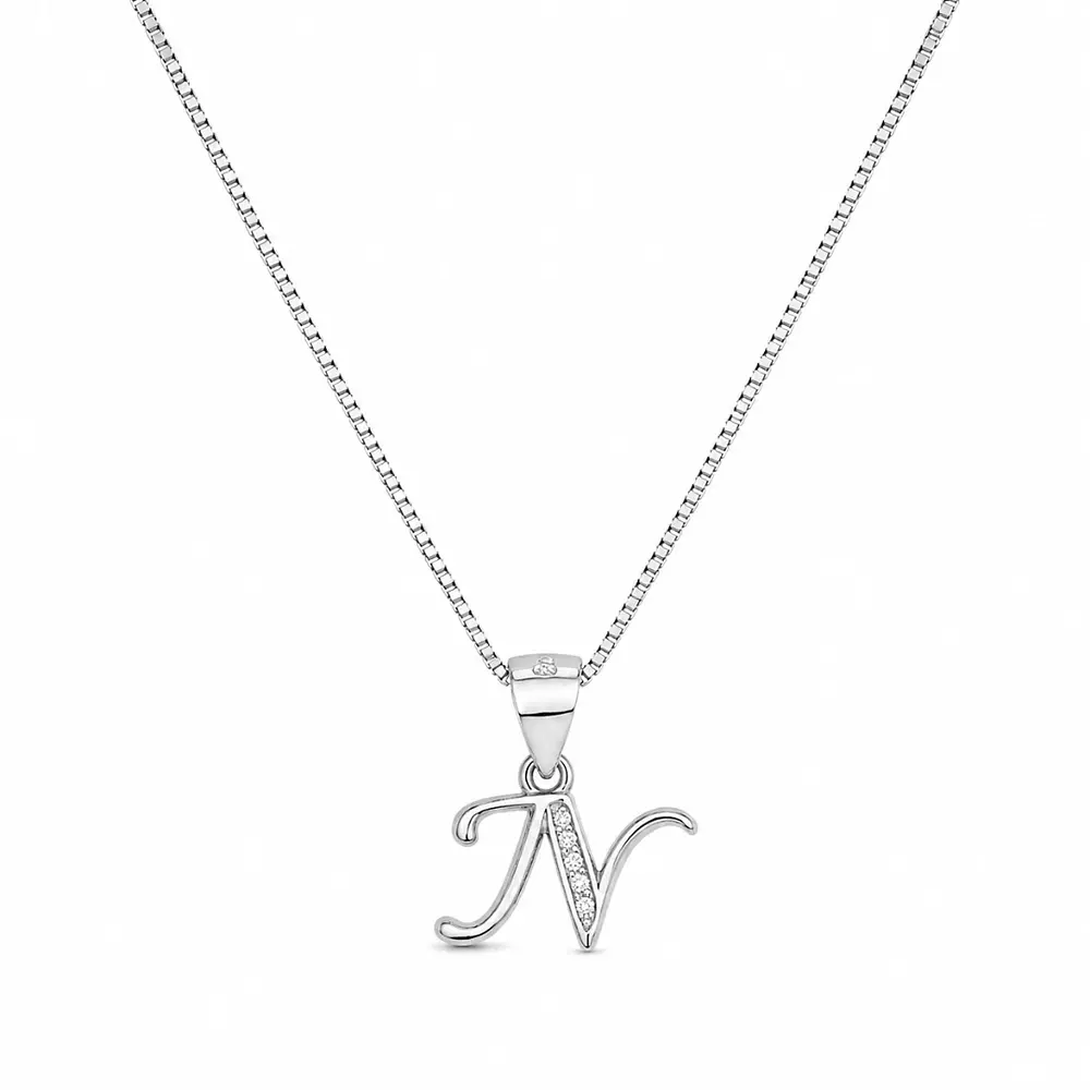 Collar letra inicial con incrustaciones Plata 925