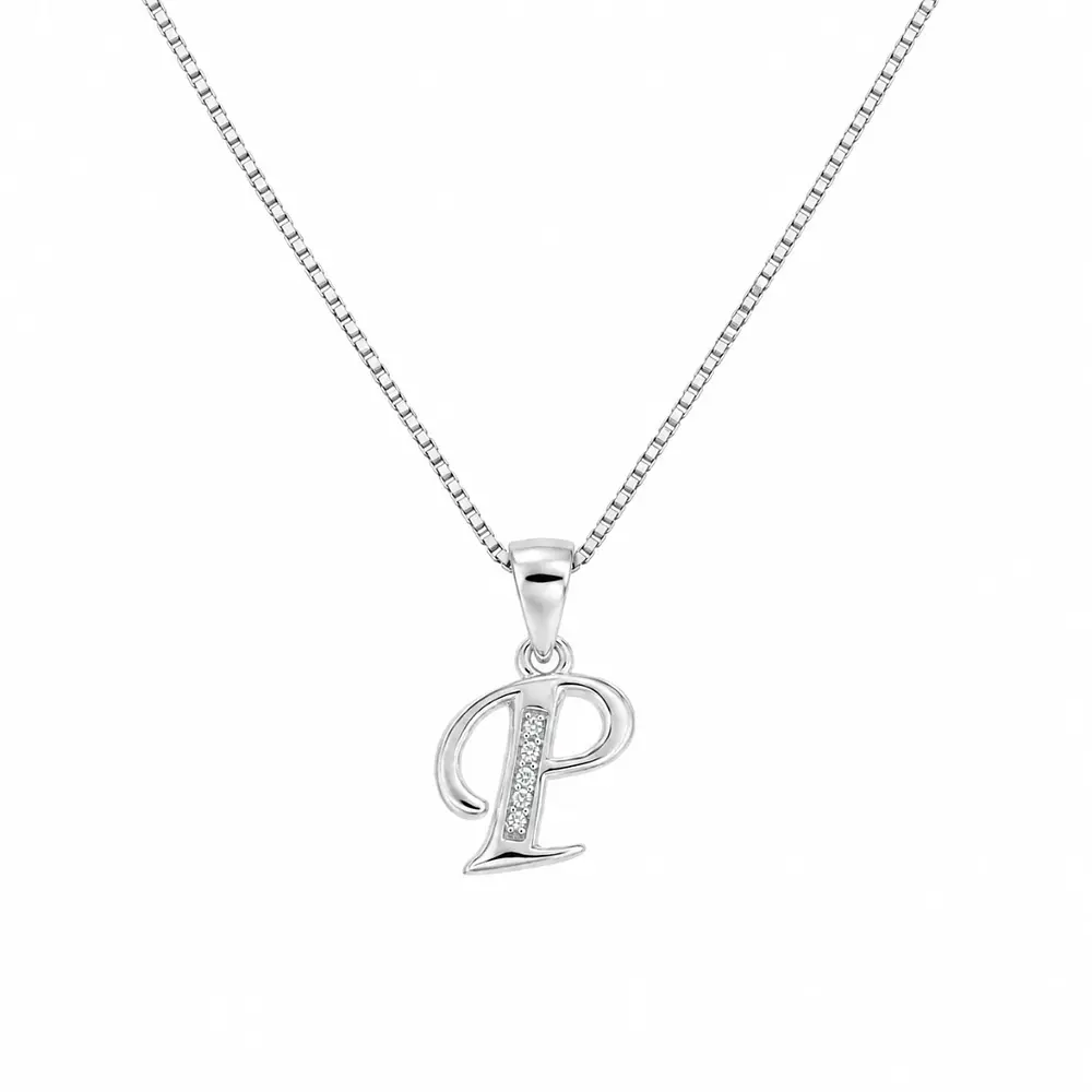 Collar letra inicial con incrustaciones Plata 925