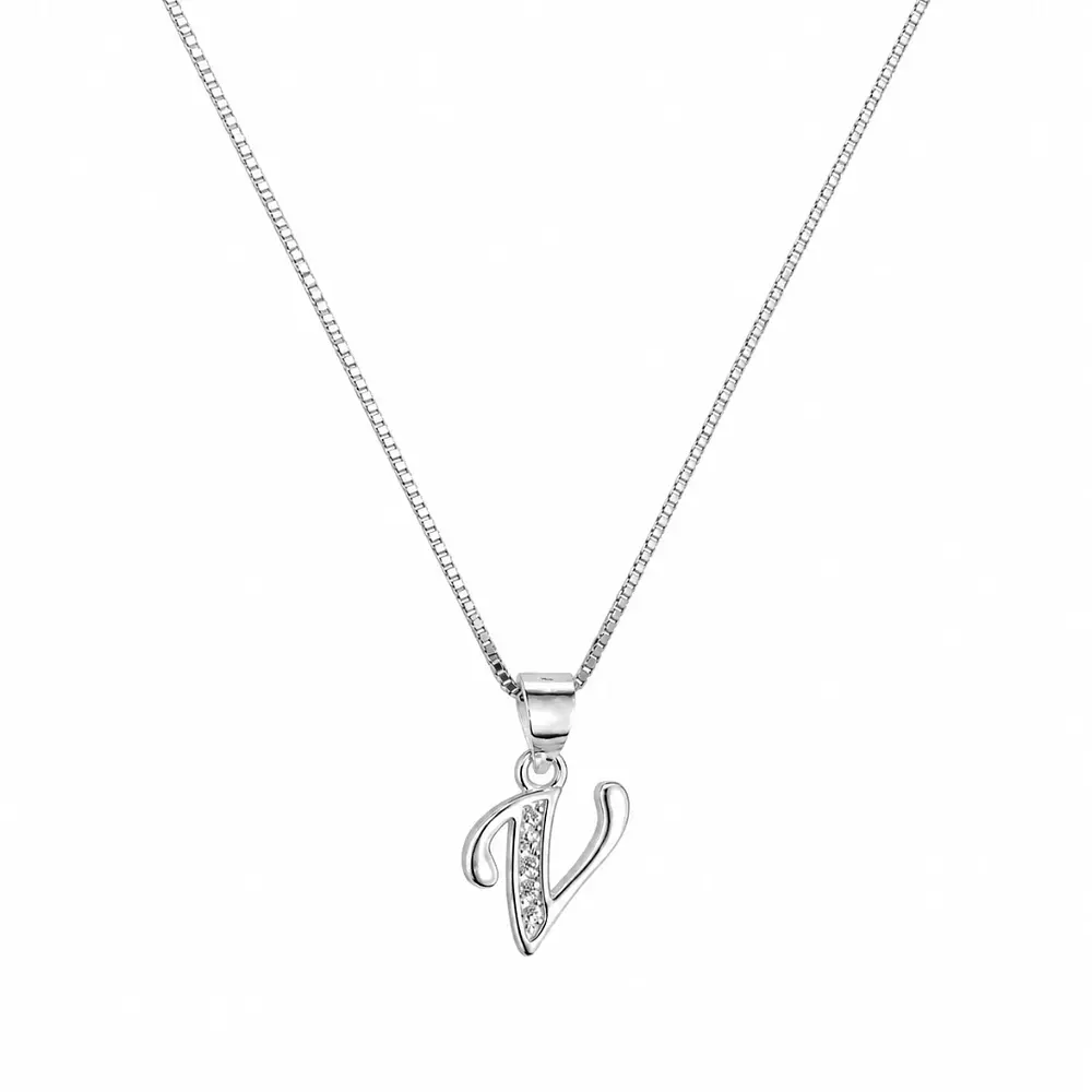 Collar letra inicial con incrustaciones Plata 925