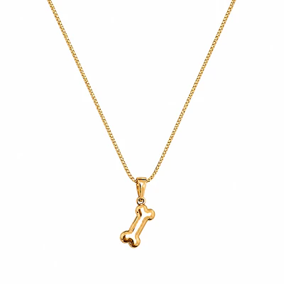 Collar con dije hueso de perro Oro Laminado 