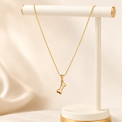 Collar con dije hueso de perro Oro Laminado 