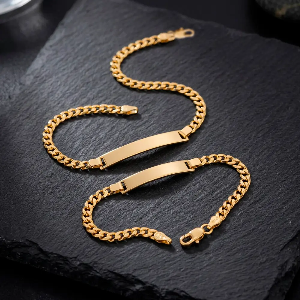 Kit de Pulseras para Papá e Hijo en Oro Laminado con Tejido Cubano