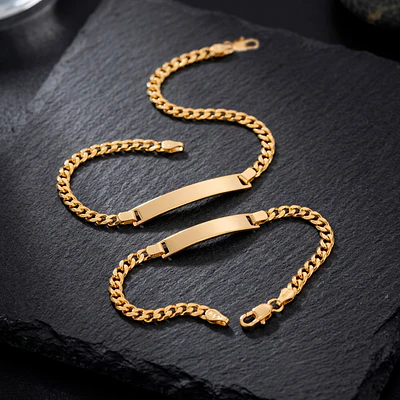 Kit de Pulseras para Papá e Hijo en Oro Laminado con Tejido Cubano