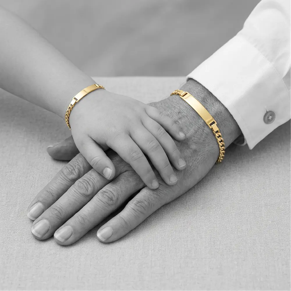 Kit de Pulseras para Papá e Hijo en Oro Laminado con Tejido Cubano