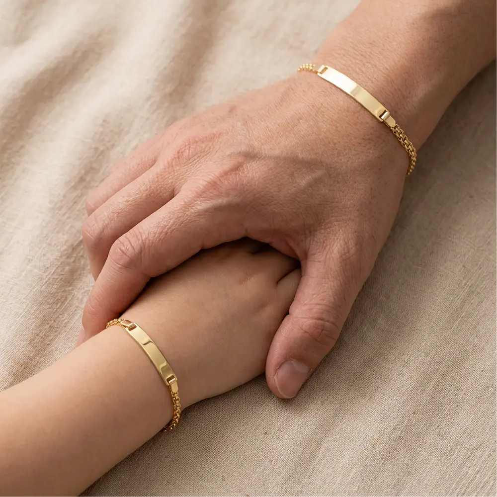 Kit de Pulseras para Papá e Hijo en Oro Laminado con Tejido Chinesco