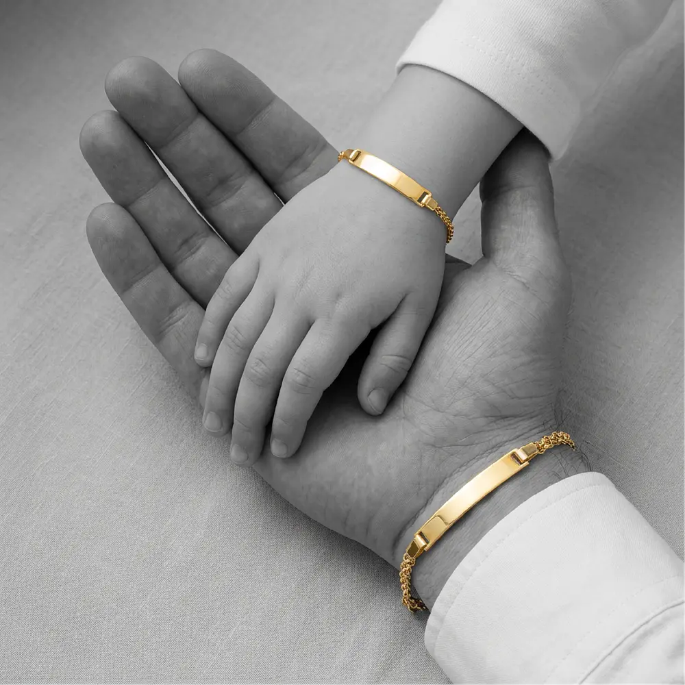 Kit de Pulseras para Papá e Hijo en Oro Laminado con Tejido Chinesco