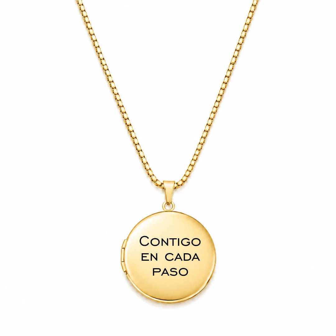 Relicario circular liso dorado para Hombre