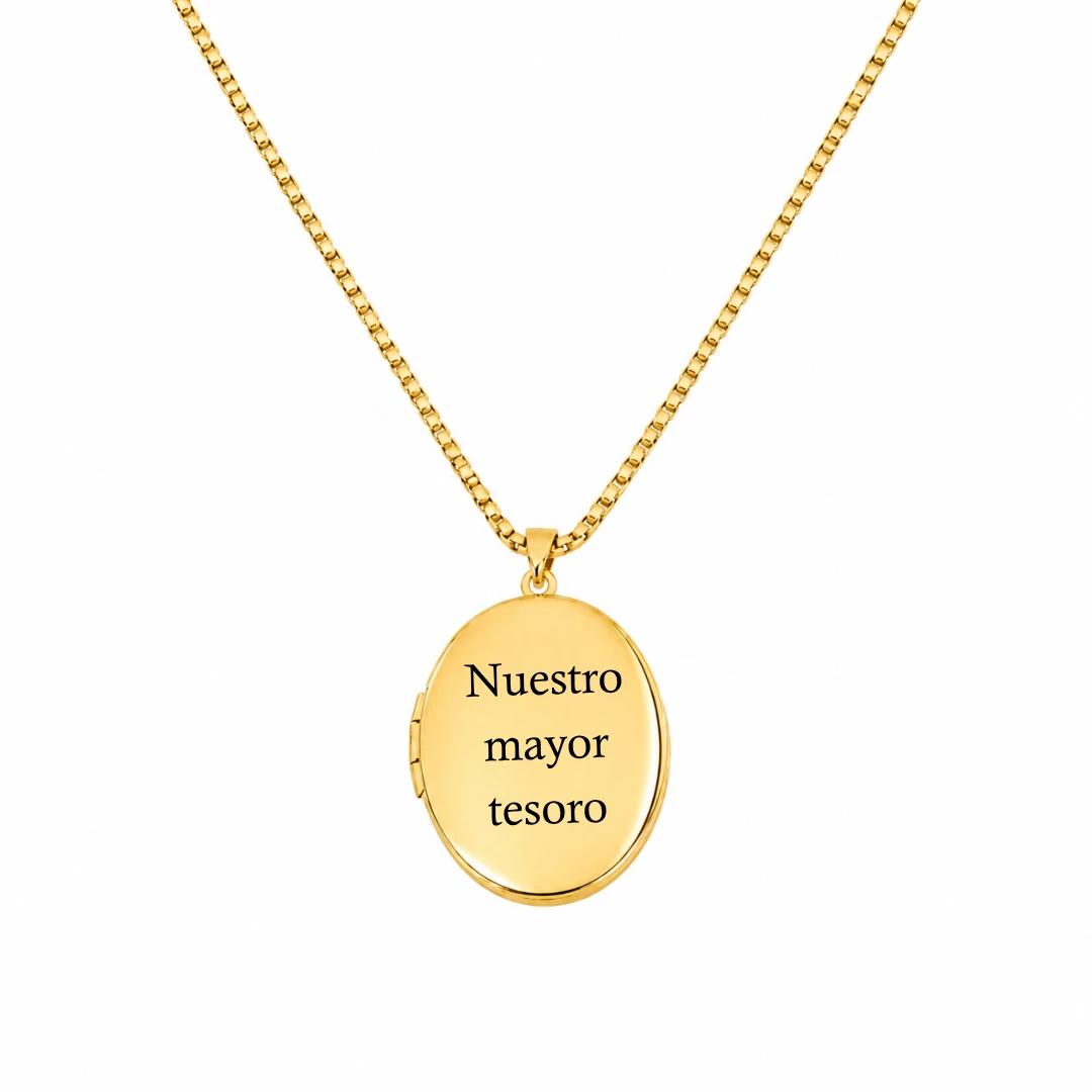 Relicario ovalado liso dorado para Hombre