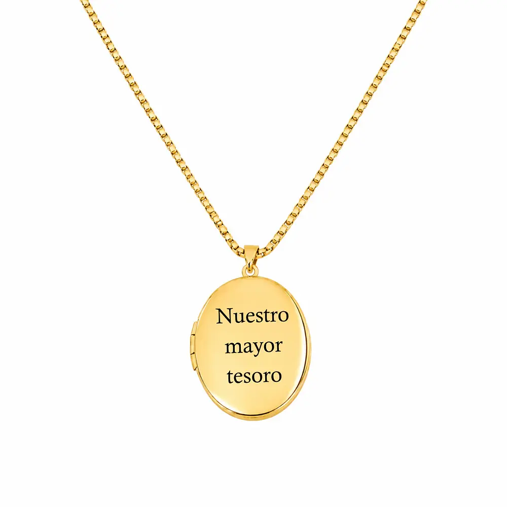 Relicario ovalado liso dorado para Hombre