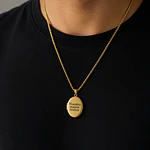 Relicario ovalado liso dorado para Hombre